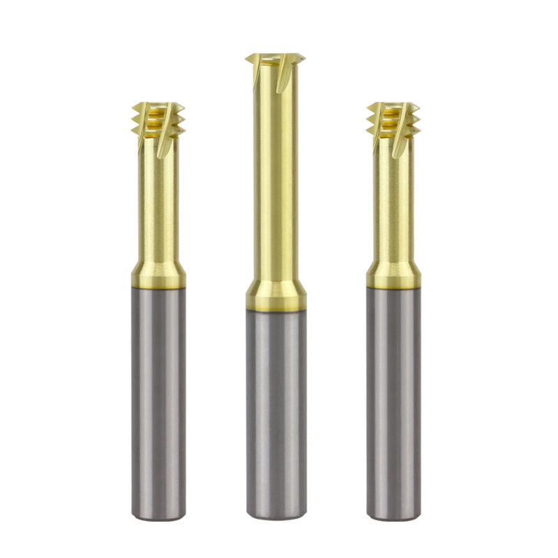 Carbono Sólido End threading Mill Métrico Champagne Color Três Dentes para liga de titânio
