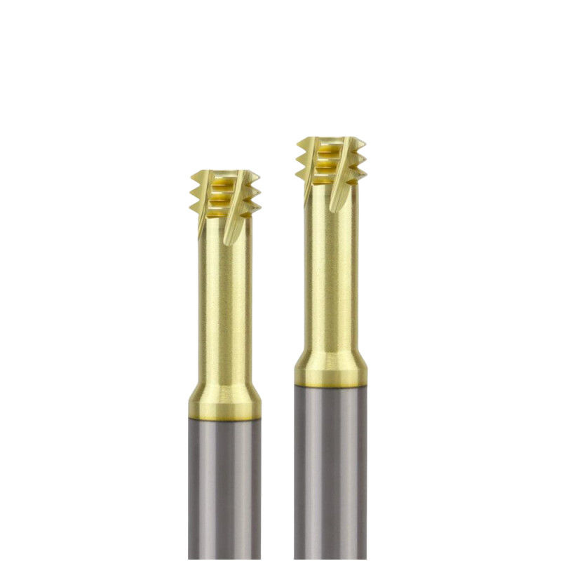 Carbono Sólido End threading Mill Métrico Champagne Color Três Dentes para liga de titânio